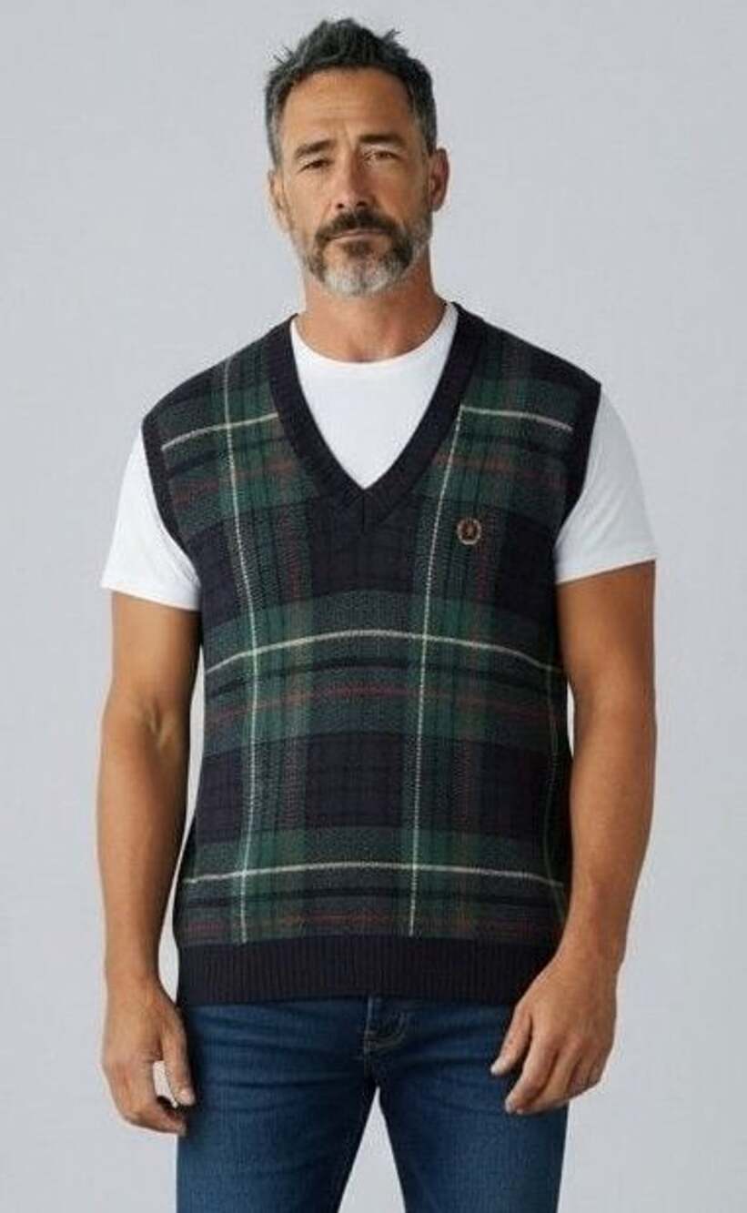 Tommy Hilfiger Plaid Sweater Vest Size L Green